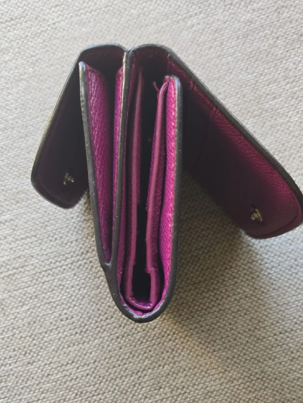 Coach Two-Tone Leather Card Holder - Purple & Black